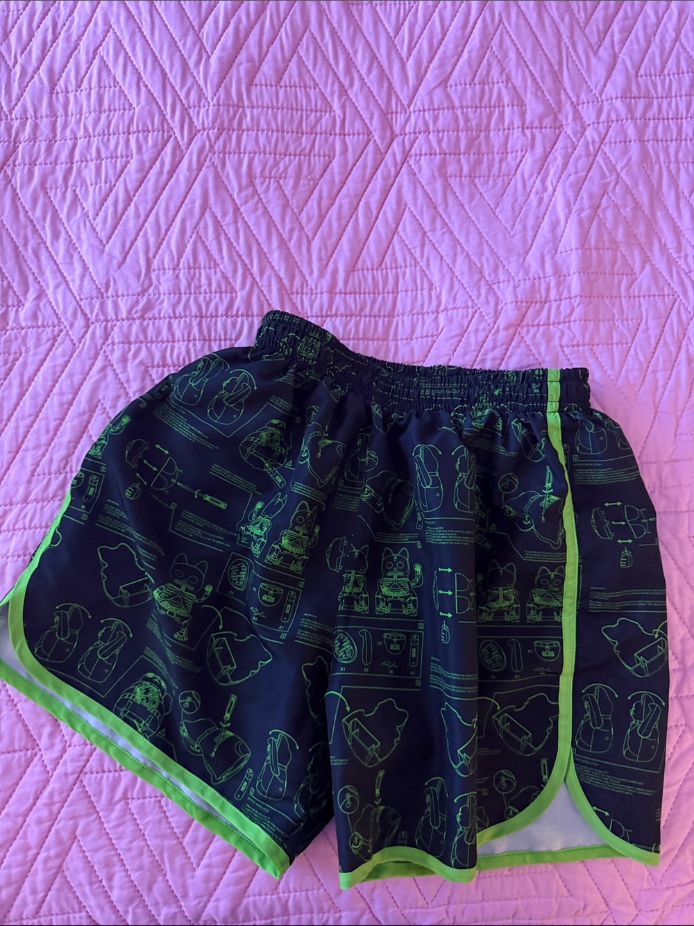 GCDS Neon Green Trim Black Swim Shorts